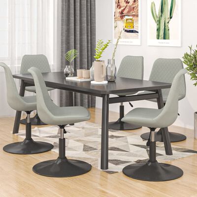 vidaXL Cadeiras de jantar giratórias 6 pcs veludo cinzento-claro