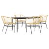 vidaXL Conjunto jantar jardim 5 pe&ccedil;as vidro vime PE castanho