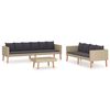 vidaXL 3 pcs conjunto lounge de jardim c/ almofad&otilde;es vime PE bege