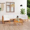 vidaXL 7 pcs conj. lounge jardim c/ almofad&otilde;es cor creme teca maci&ccedil;a
