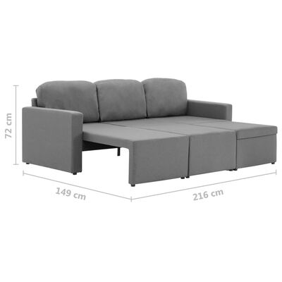 vidaXL Sofá-cama modular de 3 lugares tecido cinzento-claro