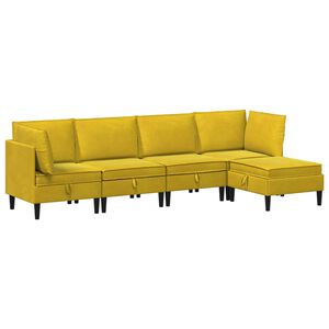 vidaXL Conjunto de M&oacute;veis para Sala de Estar 5 unid. Amarelo Veludo