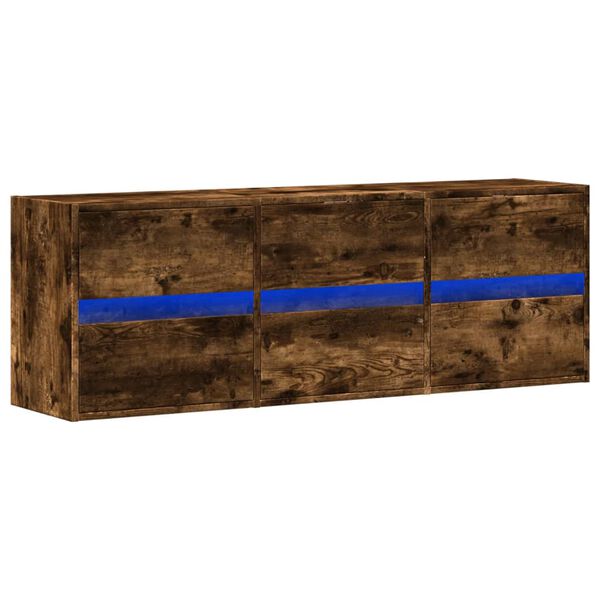 vidaXL Móvel de parede p/ TV c/ luzes LED 130x31x45 cm carvalho fumado