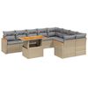 vidaXL 10 pcs conjunto de sof&aacute;s p/ jardim com almofad&otilde;es vime PE bege