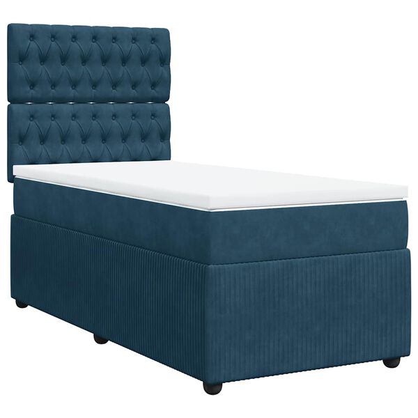 vidaXL Cama boxspring com colch&atilde;o 90x200 cm veludo azul
