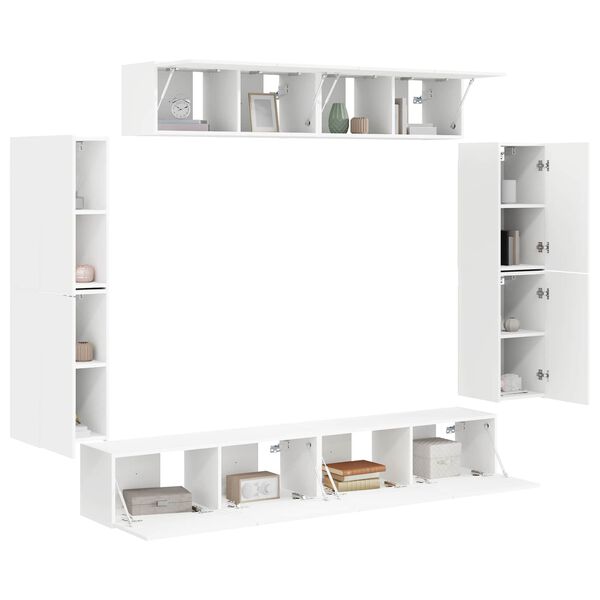 vidaXL Gabinete para TV 8 pcs Branco