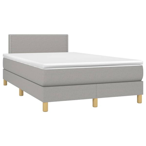 vidaXL Cama box spring c/ colch&atilde;o e LED 120x200 cm tecido cinza-claro