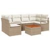 vidaXL Conjunto de Sof&aacute; de Jardim com almofada 7 pcs Bege vime PE