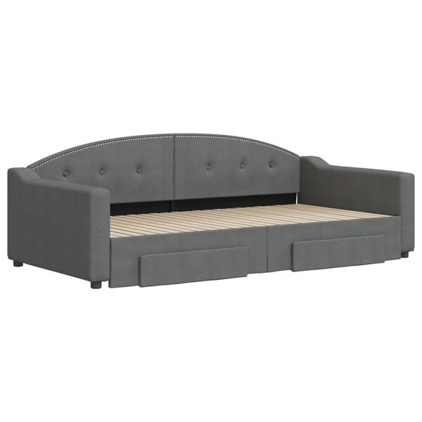 vidaXL Sof&aacute;-cama c/ gavet&atilde;o/gavetas 100x200 cm tecido cinzento-escuro