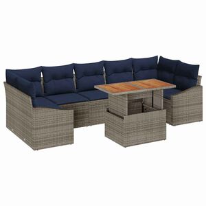 vidaXL Conjunto de Sof&aacute; de Jardim 8 pcs Cinzeto Rattan Sint&eacute;tico