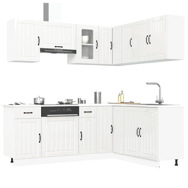 vidaXL 11 pe&ccedil;as arm&aacute;rio de cozinha conjunto Lucca brilho branco