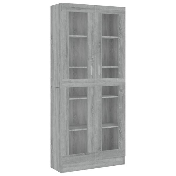 vidaXL Vitrine 82,5x30,5x185 cm derivados madeira cinzento sonoma