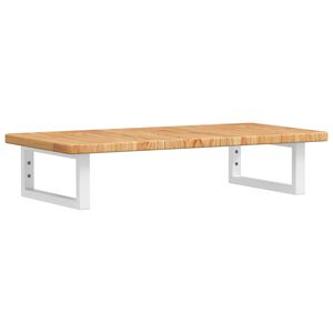 vidaXL Prateleira de parede p/ lavat&oacute;rio a&ccedil;o/madeira carvalho maci&ccedil;a