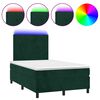 vidaXL Cama box spring c/ colch&atilde;o/LED 120x200 cm veludo verde-escuro