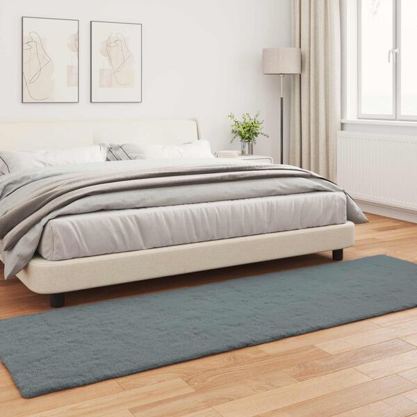 vidaXL Tapete de Pelo Sint&eacute;tico de Coelho Olite Antracite 80 x 250 cm