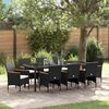 vidaXL Conjunto de Jantar para Jardim com almofada 9 pcs Preto vime PE