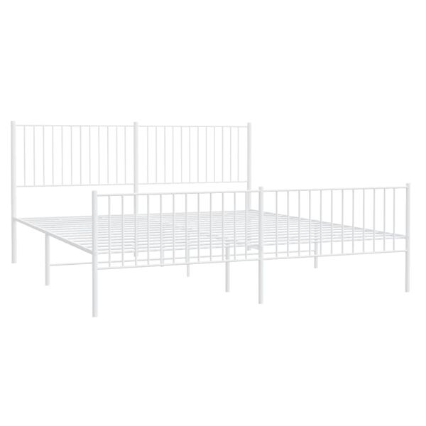 vidaXL Estrutura de cama com cabeceira e p&eacute;s 200x200 cm metal branco