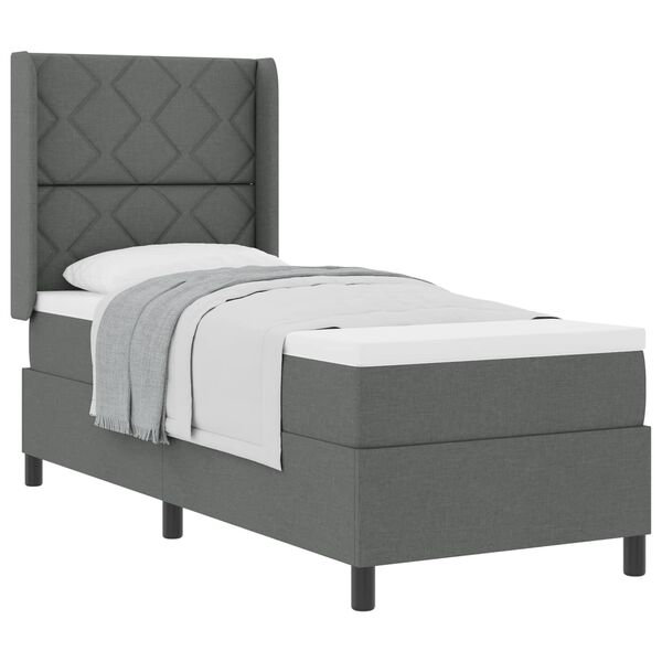vidaXL Cama Box com colch&atilde;o Cinza Escuro 200 x 80 cm tecido