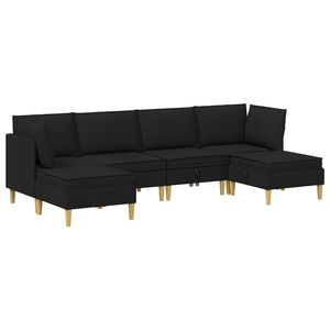 vidaXL Conjunto de sof&aacute; modular com armazenamento 6 unid. Preto Tecido