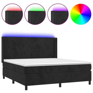 vidaXL Cama box spring c/ colch&atilde;o/LED 160x200 cm veludo preto