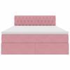 vidaXL Cama com arruma&ccedil;&atilde;o e LED com colch&atilde;o Rosa 140 x 190 cm Veludo