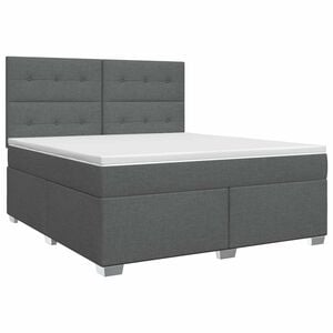 vidaXL Cama box spring com colch&atilde;o Cinzento-Escuro 140 x 190 cm Tecido