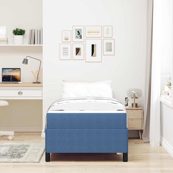 vidaXL Estrutura da Cama com colch&atilde;o Azul 90 x 190 cm tecido