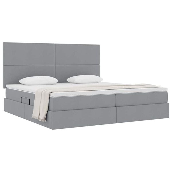 vidaXL Cama com arruma&ccedil;&atilde;o e colch&atilde;o Cinzento-claro 200 x 200 cm