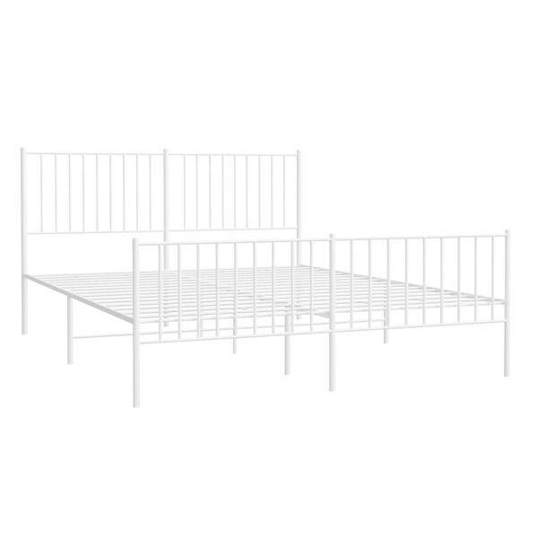 vidaXL Estrutura de cama com cabeceira e pés 160x200 cm metal branco