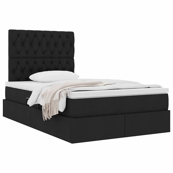vidaXL Cama com arruma&ccedil;&atilde;o e colch&atilde;o Preto 120 x 190 cm Poli&eacute;ster