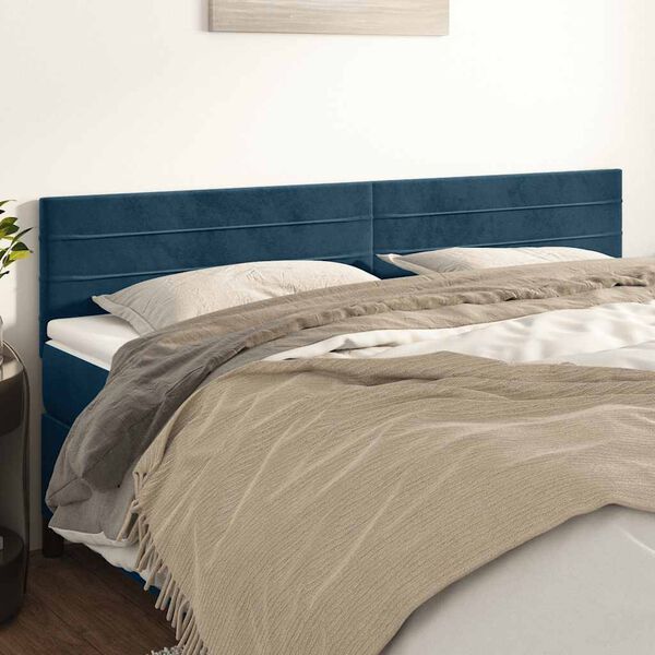 vidaXL Cabeceiras azul-escuro 200x5x78/88 cm veludo