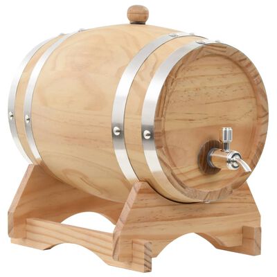 vidaXL Barril de vinho com torneira em madeira de pinho maciça 6 L
