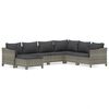 vidaXL 7 pcs conjunto lounge de jardim c/ almofad&otilde;es vime PE cinzento