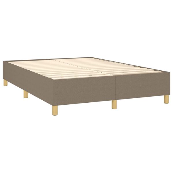 vidaXL Cama com molas/colch&atilde;o 140x190 cm tecido castanho-acinzentado