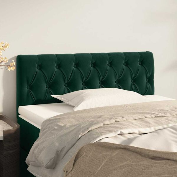 vidaXL Cabeceira de cama veludo 90x7x78/88 cm verde-escuro