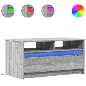 vidaXL Mesa de centro c/ luzes LED derivados madeira cinzento sonoma