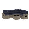 vidaXL Conjunto de sof&aacute; de jardim com 7 pe&ccedil;as e almofadas em rattan sint&eacute;tico cinza