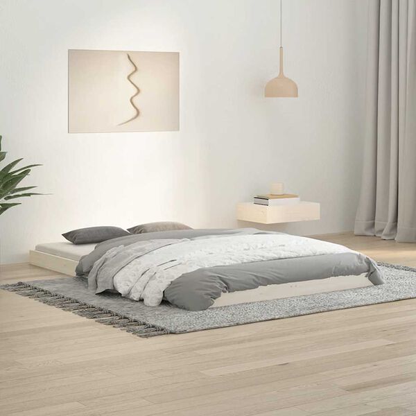 vidaXL Estrutura cama de casal pequena 120x190 cm pinho maci&ccedil;o branco