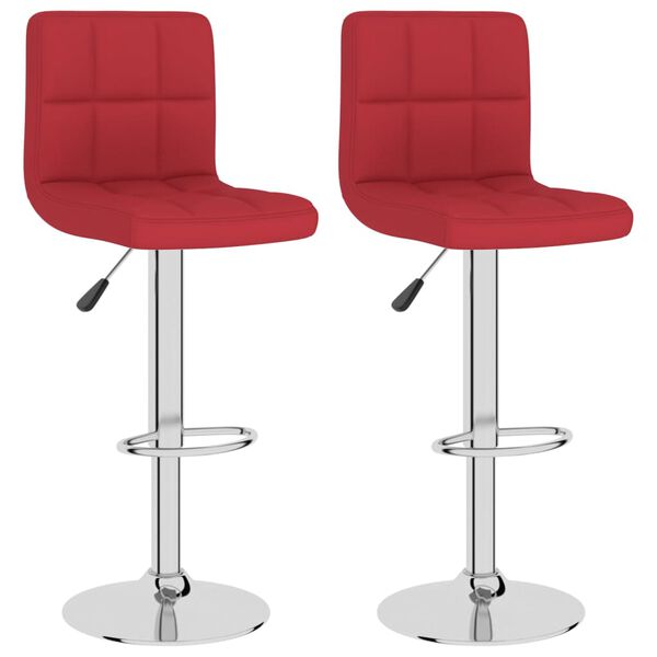 vidaXL Bancos de bar 2 pcs tecido vermelho tinto