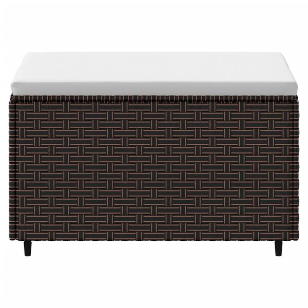 vidaXL Apoio de pés para jardim com almofadão vime PE castanho