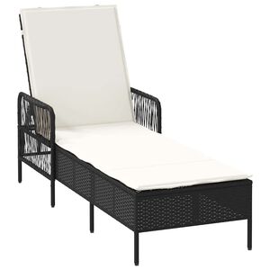 vidaXL Espregui&ccedil;adeira vime PE Preto e Branco Creme