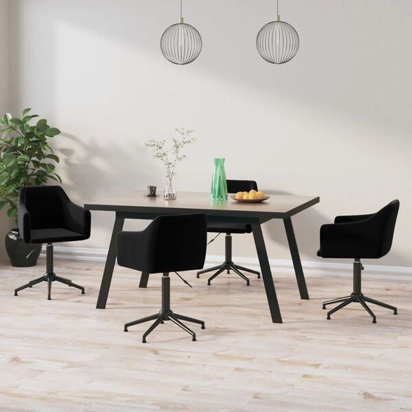 vidaXL Cadeiras de jantar girat&oacute;rias 4 pcs veludo preto