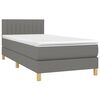 vidaXL Cama box spring c/ colch&atilde;o e LED 80x200 cm tecido cinza-escuro