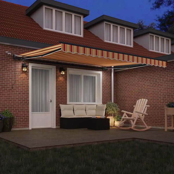 vidaXL Tecido de Toldos com Amarelo e Laranja 400 &times; 300 cm Poli&eacute;ster