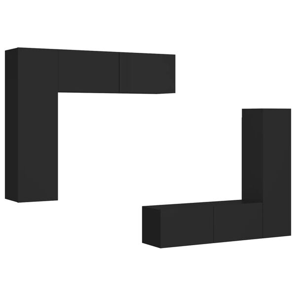 vidaXL 4 pcs conjunto de m&oacute;veis de TV contraplacado preto
