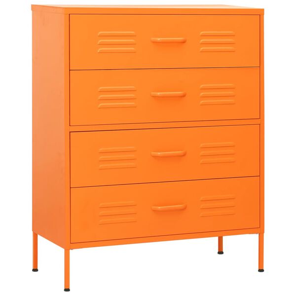 vidaXL C&oacute;moda/aparador com gavetas a&ccedil;o 80x35x101,5 cm laranja