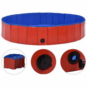 vidaXL Piscina para c&atilde;es dobr&aacute;vel 160x30 cm PVC vermelho