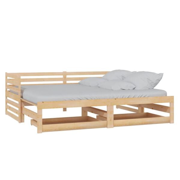 vidaXL Sof&aacute;-cama de puxar 2x(90x200) cm madeira de pinho maci&ccedil;a