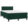 vidaXL Cama box spring com colch&atilde;o e luzes LED veludo verde-escuro