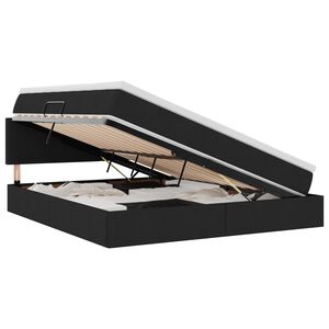 vidaXL Cama com arruma&ccedil;&atilde;o e LED com colch&atilde;o Preto 180 x 200 cm tecido